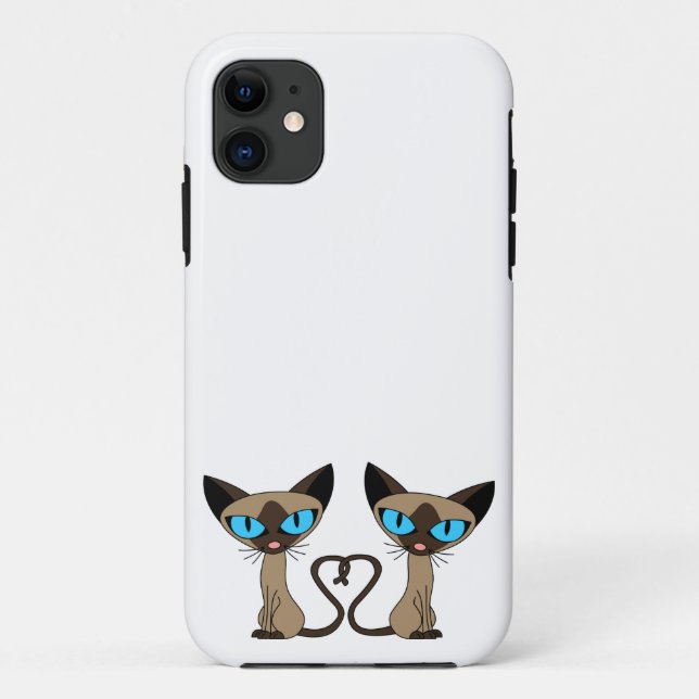 Coques Case-Mate iPhone Coeur mignon de queue de chats siamois (Dos)