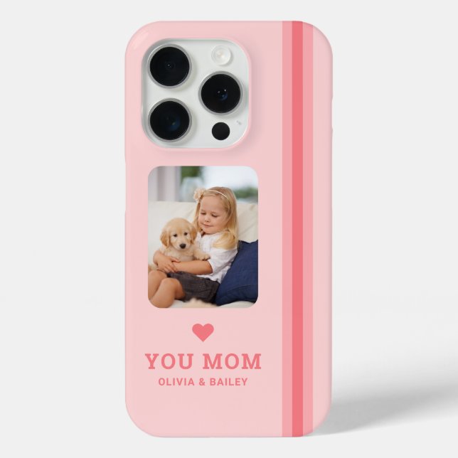 Coques Case-Mate iPhone Coeur mignon Vous Aimez Maman Pink Stripes (Verso)