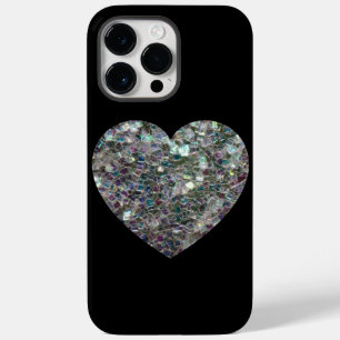 Coque Case-Mate iPhone Cœur pailleté argenté en mosaïque scintillante