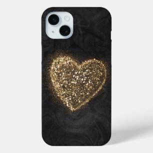 Coque Case-Mate iPhone Coeur Parties scintillant or sur texture noire