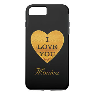 Coque Case-Mate Pour iPhone Coeur personnalisé de noir et d'or je t'aime