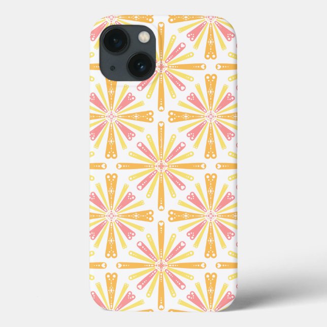 Coques Case-Mate iPhone Coeur radial Sunburst Motif rose Jaune (Verso)