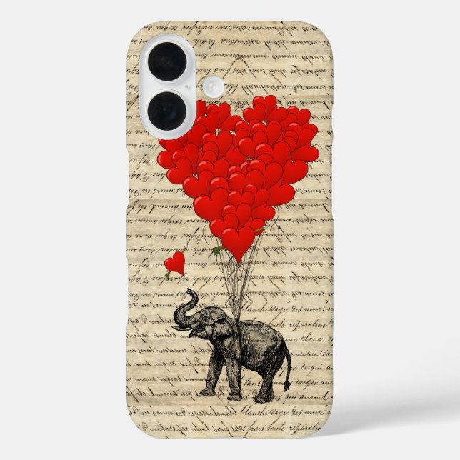 Coques Case-Mate iPhone Coeur romantique éléphant (Verso)