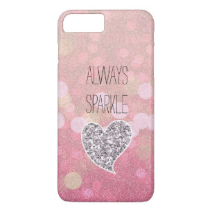 Coque Case-Mate iPhone Coeur rose de parties scintillantes d'argent