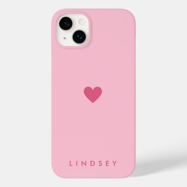 Coques Case-Mate iPhone Cœur Rose Féminin Élégant et Nom (Verso)