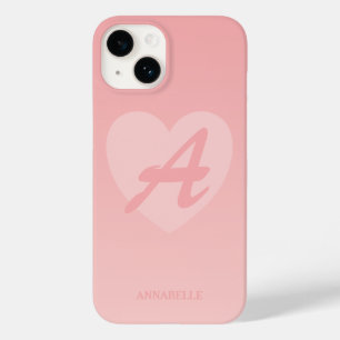Coque Case-Mate iPhone Coeur rose pâle personnalisé