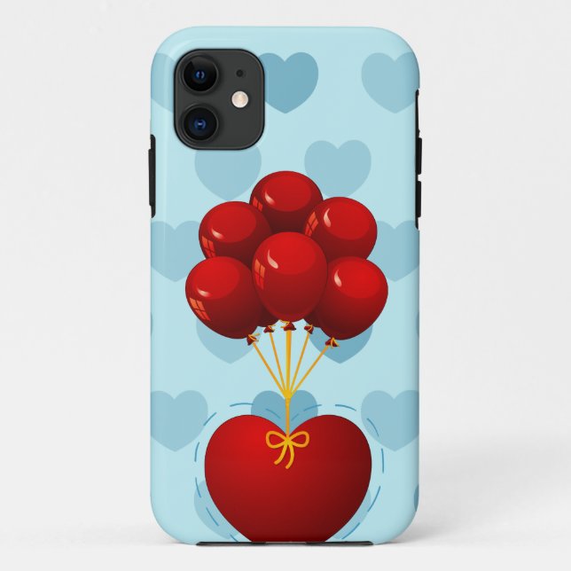 Coques Case-Mate iPhone Coeur rouge avec ballons (Dos)