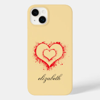 Coque Case-Mate iPhone cœur rouge en forme fond coloré personnalisé