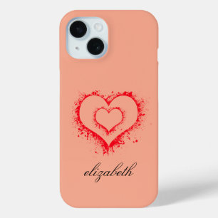Coque Case-Mate iPhone cœur rouge forme fond coloré personnalisé