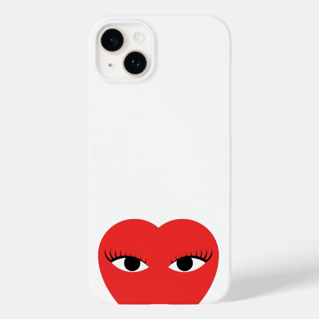 Coques Case-Mate iPhone Coeur rouge mignon élégant avec yeux sur blanc (Verso)