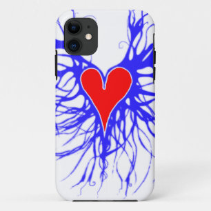 Coque Case-Mate Pour iPhone Coeur rouge sur arrière - plan bleu