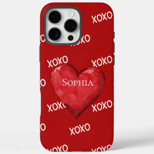 Coque iPhone 16 Pro Max Coeur rouge XOXO