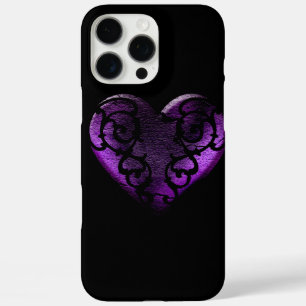 Coques iPhone 16 Pro Max Cœur Violet Gothique Filigrane