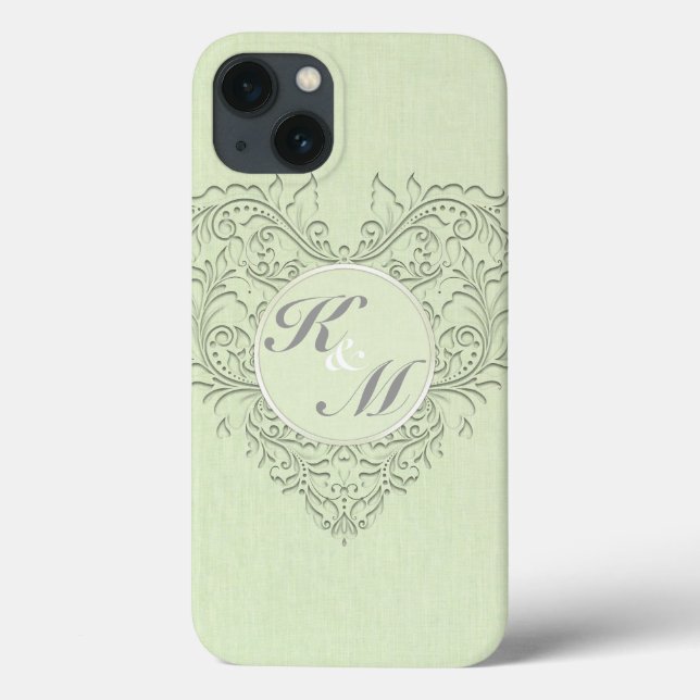 Coques Case-Mate iPhone CoeurChic Lime Vert lin Damas Coeur (Verso)