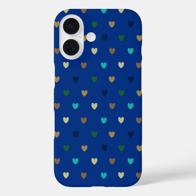 Coques Case-Mate iPhone Cœurs à pois de teintes bleu paon (Verso)
