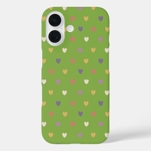 Coques Case-Mate iPhone Cœurs à pois sur fond de verdure verte (Verso)