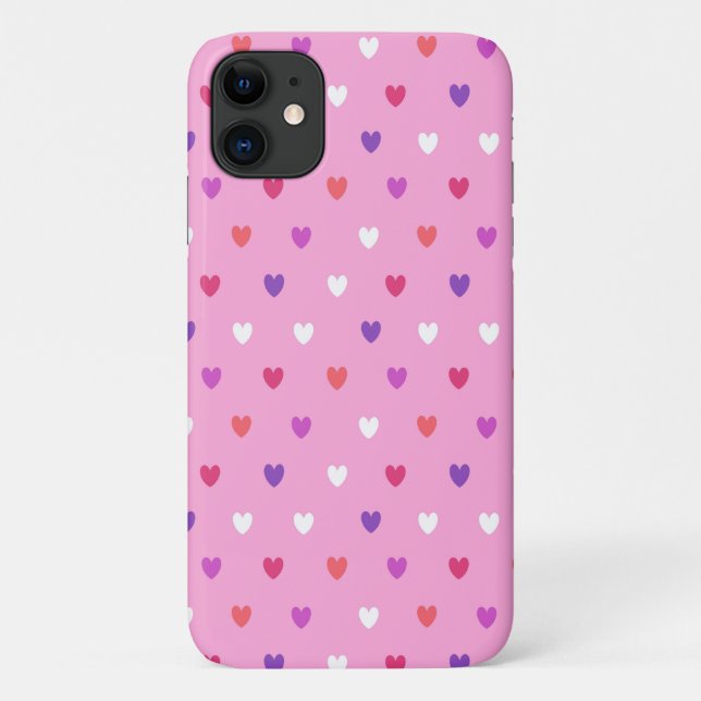Coques Case-Mate iPhone Cœurs à pois sur fond rose (Dos)