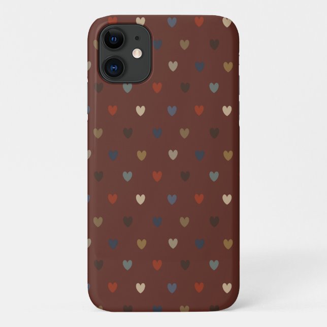 Coques Case-Mate iPhone Cœurs à pois sur marron kilim (Dos)