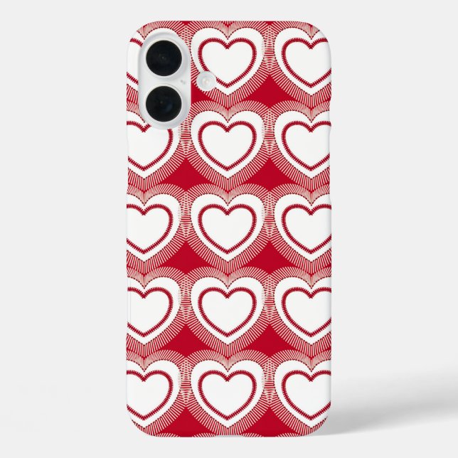 Coques Case-Mate iPhone Cœurs Abstraits Modernes - Rouge et Blanc (Verso)