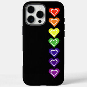 Coque iPhone 16 Pro Max Cœurs arc-en-ciel