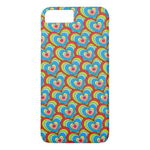 Coque iPhone 7 Plus Coeurs Arc-En-Ciel Partout Motif Amusant
