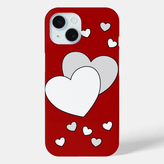 Coques Case-Mate iPhone Coeurs blancs en rouge (Verso)