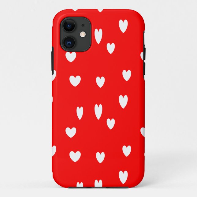 Coques Case-Mate iPhone Coeurs blancs sur rouge (Dos)