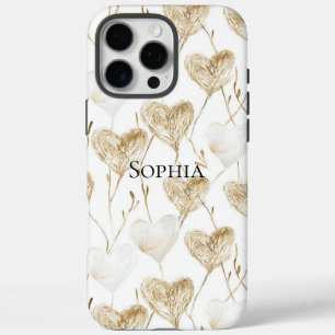 Coque iPhone 16 Pro Max Coeurs Boho de crème Brown