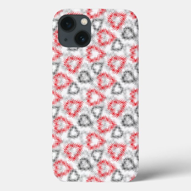 Coques Case-Mate iPhone Cœurs brisés en rouge et gris sur blanc (Verso)