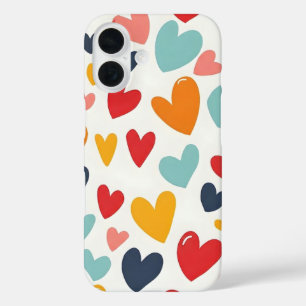 Coque Pour iPhone 16 Cœurs colorés mignons gribouillés romantiques