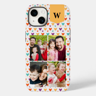 Coque Case-Mate iPhone Coeurs colorés Monogramme personnalisé 4 photos