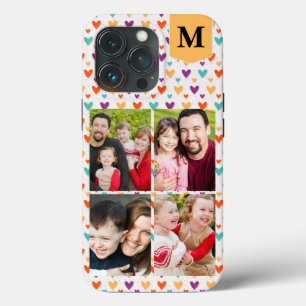 Case-Mate iPhone Case Coeurs colorés Monogramme personnalisé 4 photos