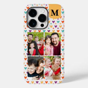 Coque Case-Mate iPhone Coeurs colorés Monogramme personnalisé 4 photos