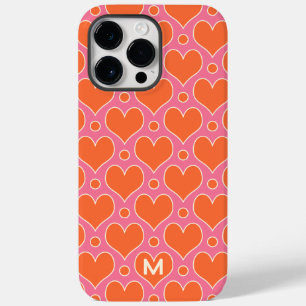 Coque Case-Mate iPhone Coeurs d'amour et motif Pois en rose, orange