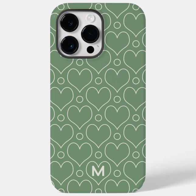 Coques Case-Mate iPhone Coeurs d'amour et motif Pois en vert (Verso)