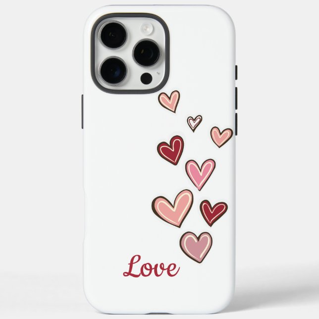 Coques Case-Mate iPhone Coeurs d'amour rose rouge (Verso)