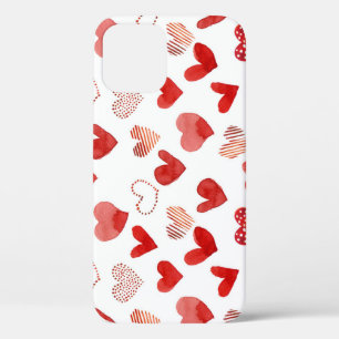 Case-Mate iPhone Case Coeurs d'amour rouge, motif aquarelle.