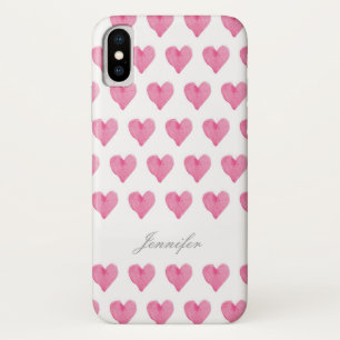 Coques Pour iPhone Coeurs d'aquarelle avec le cas nommé