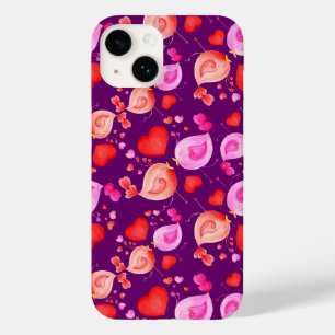 Coque Case-Mate iPhone Coeurs d'art Inséparables rose violet rouge