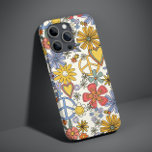 Coque Case-Mate iPhone Coeurs de fleurs hippies Super rétro<br><div class="desc">Retro Super Hippie Fleurs Coeurs iPhone Smart Phone Case dispose d'un motif rétro super de fleurs,  coeur d'amour romantique et signes de paix. Parfait comme cadeau pour Noël,  anniversaire,  fête des mères,  meilleurs amis et plus encore. Conçu par © Evco Studio www.zazzle.com/store/evcostudio</div>