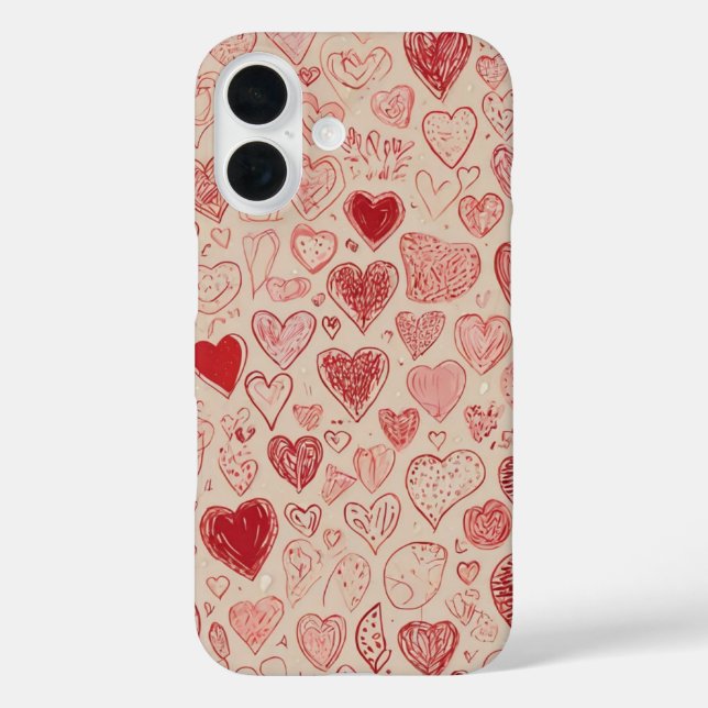 Coques Case-Mate iPhone Coeurs de gribouillis (Verso)