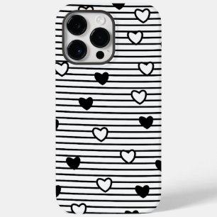 Coque Case-Mate iPhone Cœurs de la Saint-Valentin motif rayures noir et b