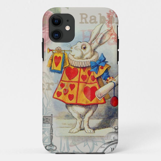 Coques Case-Mate iPhone Cœurs de Lapin Blanc Alice Classique (Dos)