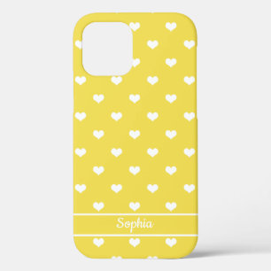 Case-Mate iPhone Case Coeurs de nom personnalisé de couleur jaune motif