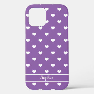 Case-Mate iPhone Case Coeurs de noms personnalisés mignons pourpre moti