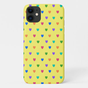 Case-Mate iPhone Case Coeurs de polka arc-en-ciel sur jaune