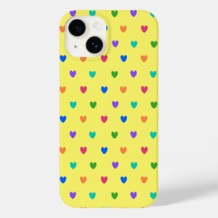Coque Case-Mate iPhone Coeurs de polka arc-en-ciel sur jaune