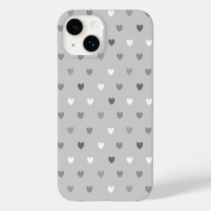 Coque Case-Mate iPhone Coeurs de polka minuscules dans les tons gris