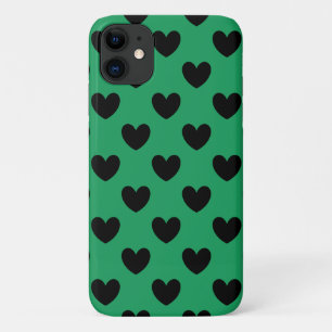 Case-Mate iPhone Case Coeurs de polka noir sur Kelly green