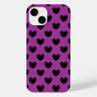 Coeurs de polka noir sur violet